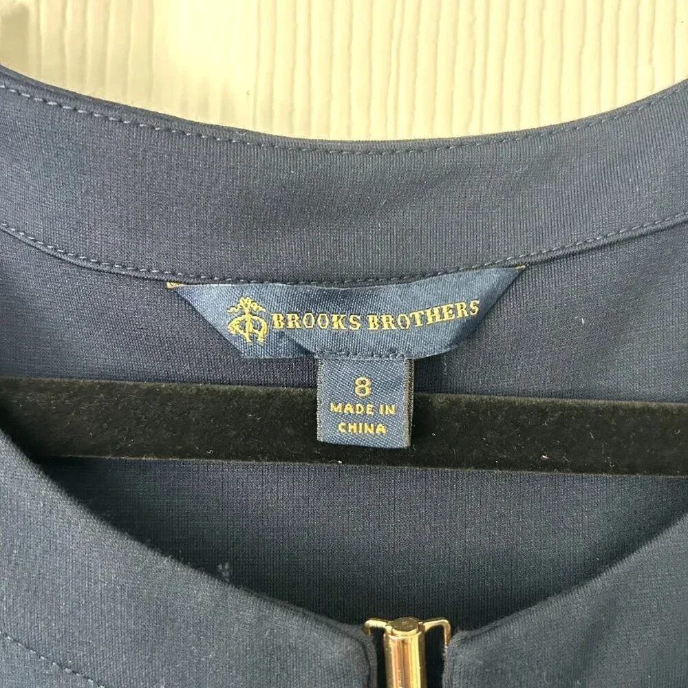 Brooks Brothers Women’s 8 Navy Belted Keyhole Ponte Sheath Dress Short Sleeve